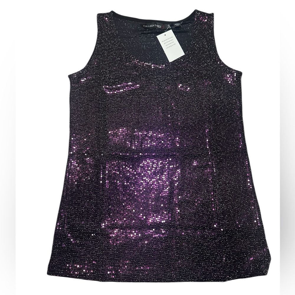 Colleen Lopez XXS Purple Sequin Sleeveless Top New With Tags